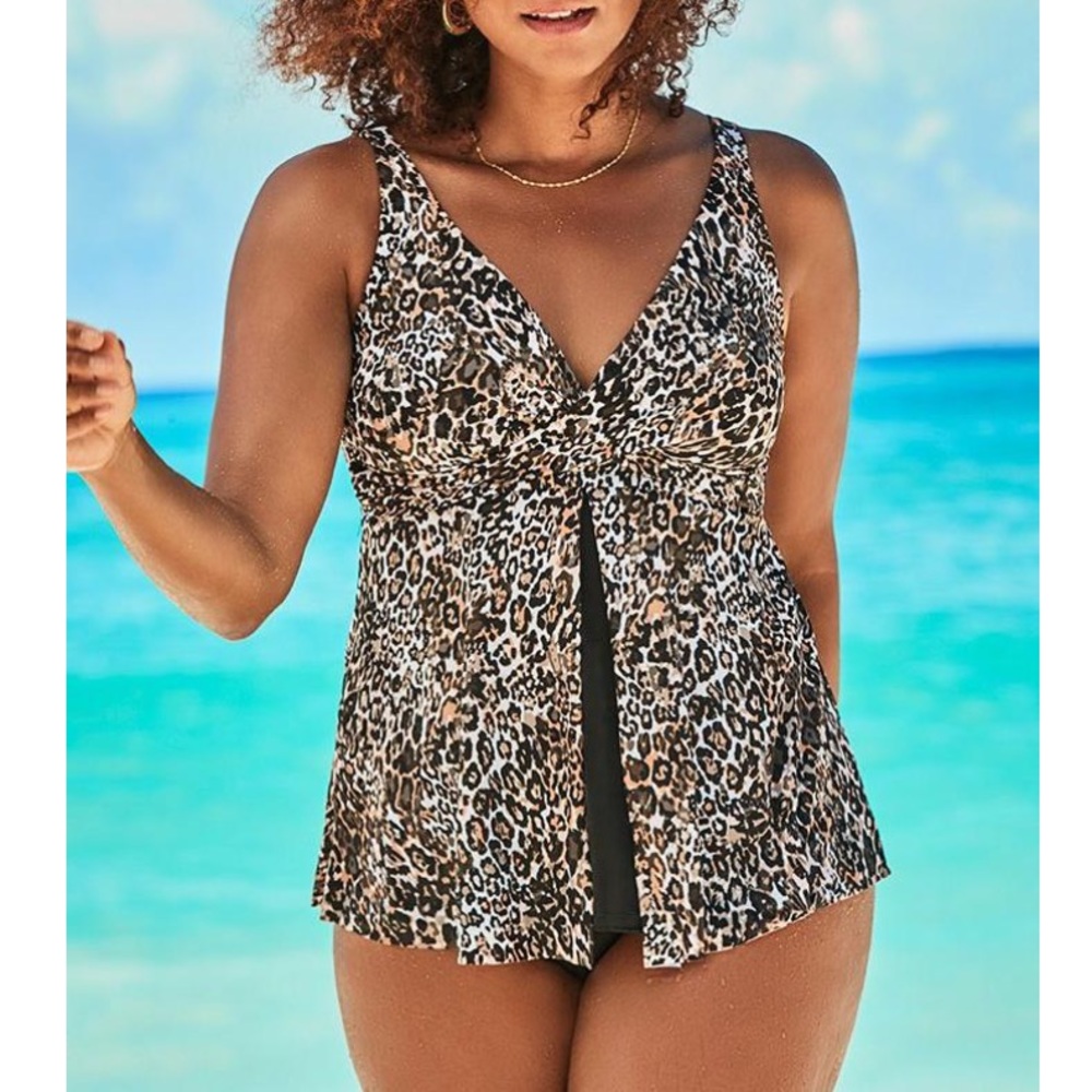 Swimsuit For All Animal Print V Neck Twist Tankini